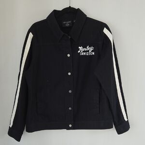 Harley-Davidson Women's Black and White Jean Jacket